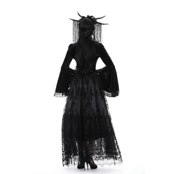 Dark in Love Victorian Vkei Velvet & Lace Belle Sleeve Lace-Up Front Top - Picture 14 of 14